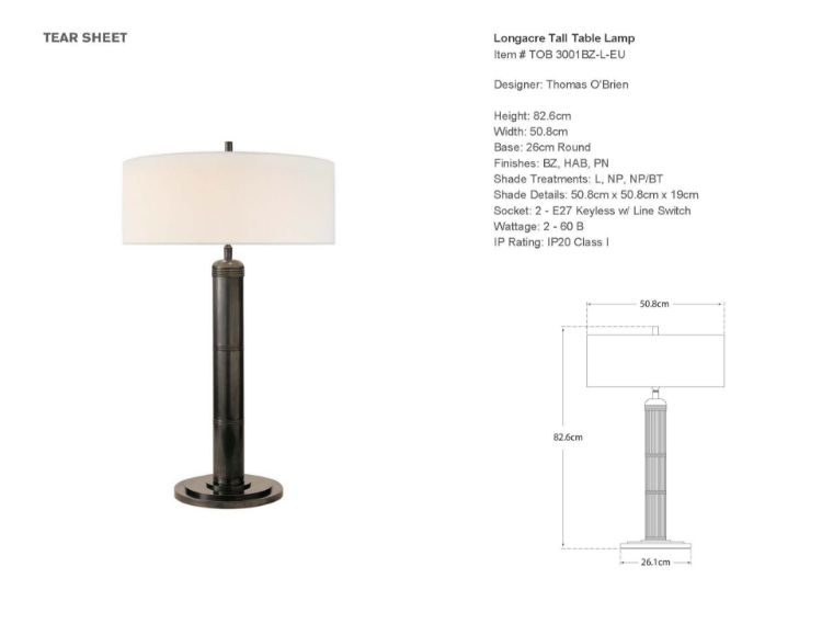 Picture of Longacre Tall Table Lamp in Bronze with Linen Shade