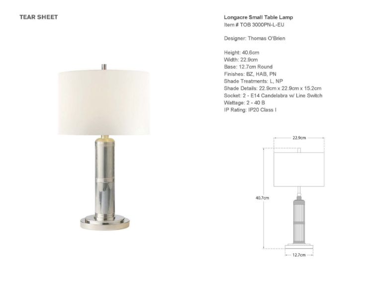 Picture of Longacre Small Table Lamp in Polished Nickel with Linen Shade