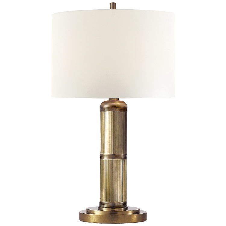 Picture of Longacre Small Table Lamp in Hand-Rubbed Antique Brass with Linen Shade