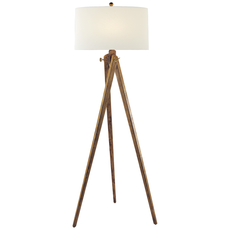 Picture of Tripod Floor Lamp in French Wax with Linen Shade