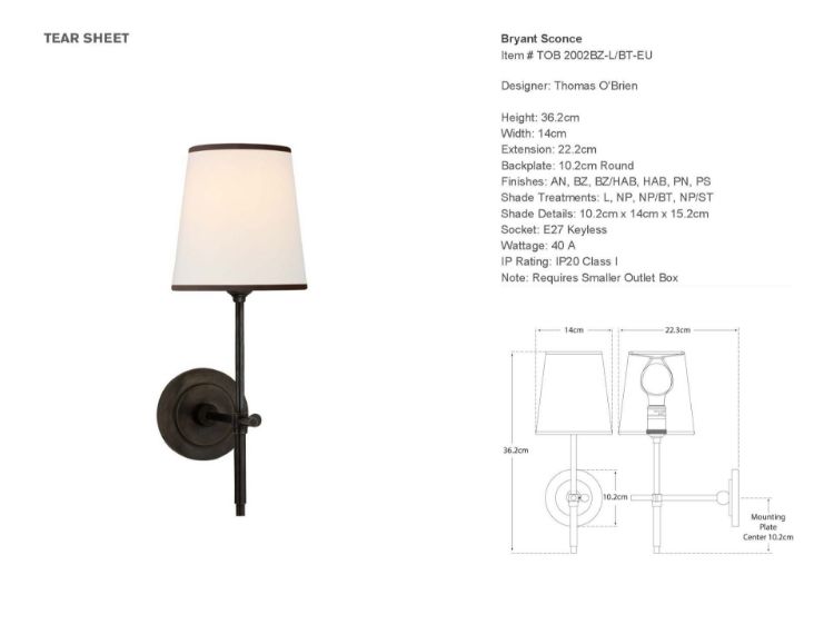 Picture of Bryant Sconce in Bronze with Linen Shade with Black tape