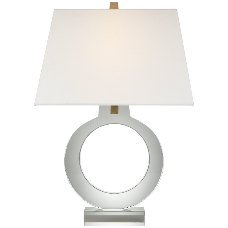 Picture of Ring Form Large Table Lamp in Crystal with Linen Shade