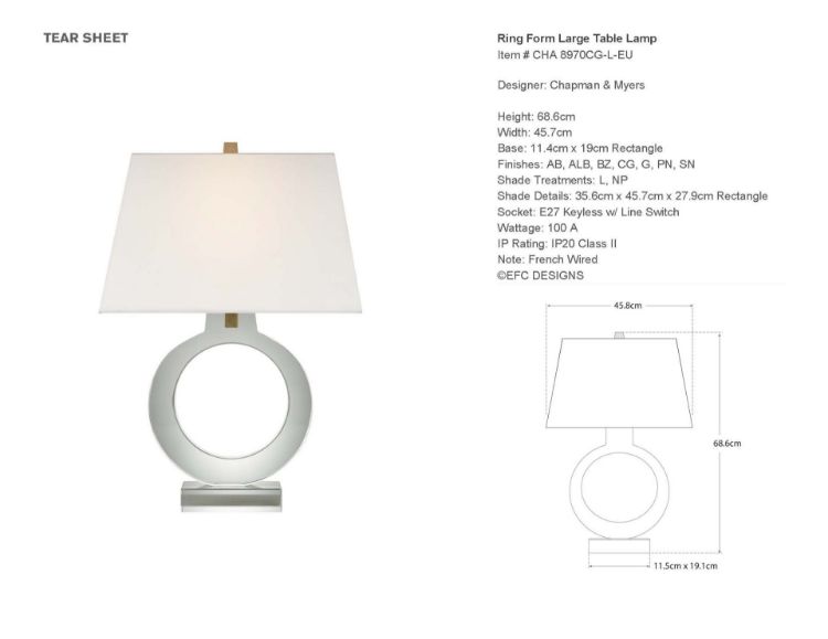 Picture of Ring Form Large Table Lamp in Crystal with Linen Shade