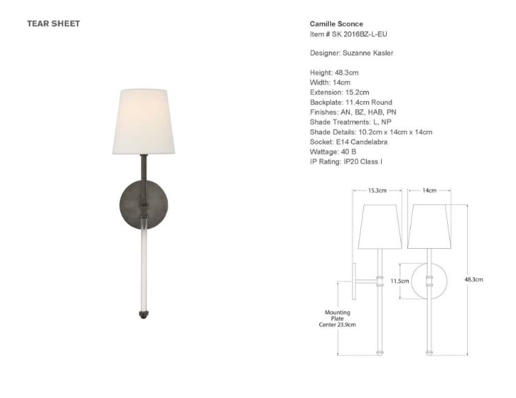 Picture of Camille Sconce in Bronze with Linen Shade