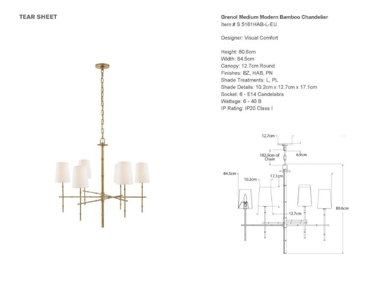 Picture of Grenol Medium Modern Bamboo Chandelier in Hand-Rubbed Antique Brass with Linen Shades