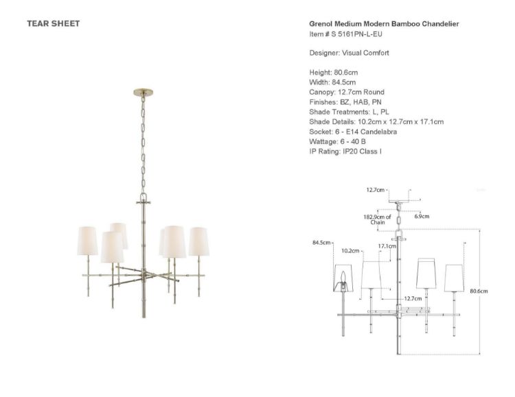 Picture of Grenol Medium Modern Bamboo Chandelier in Polished Nickel with Linen Shades