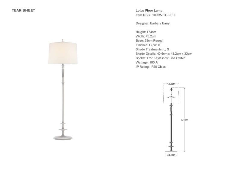 Picture of Lotus Floor Lamp in Plaster White with Linen Shade