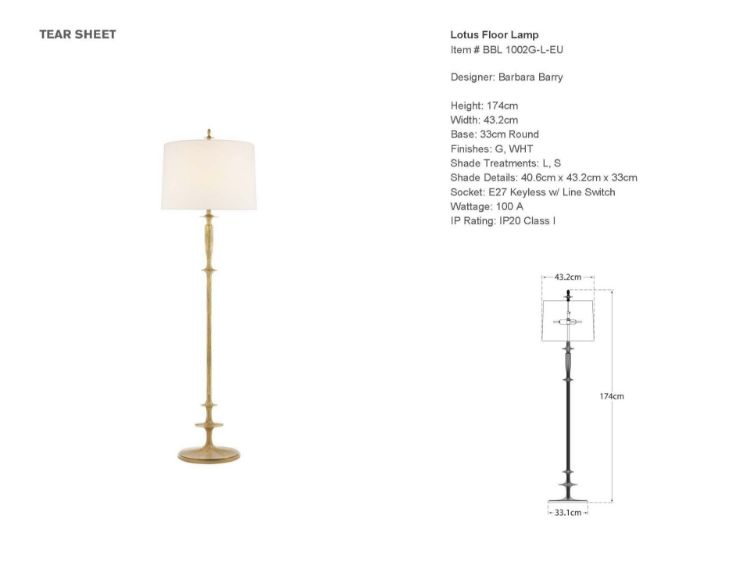 Picture of Lotus Floor Lamp in Gild with Linen Shade