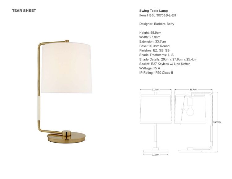 Picture of Swing Table Lamp in Soft Brass with Linen Shade