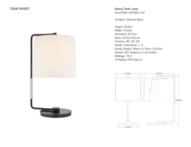 Picture of Swing Table Lamp in Bronze with Linen Shade