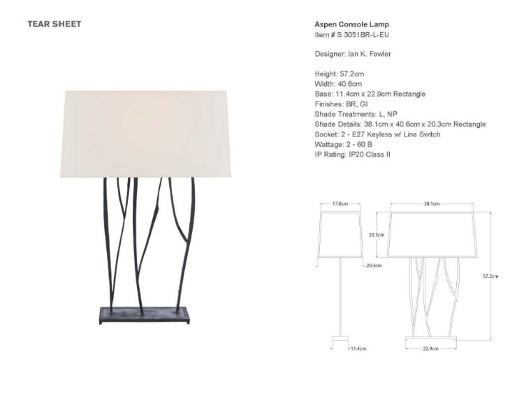 Picture of Aspen Console Lamp in Black Rust with Linen Shade