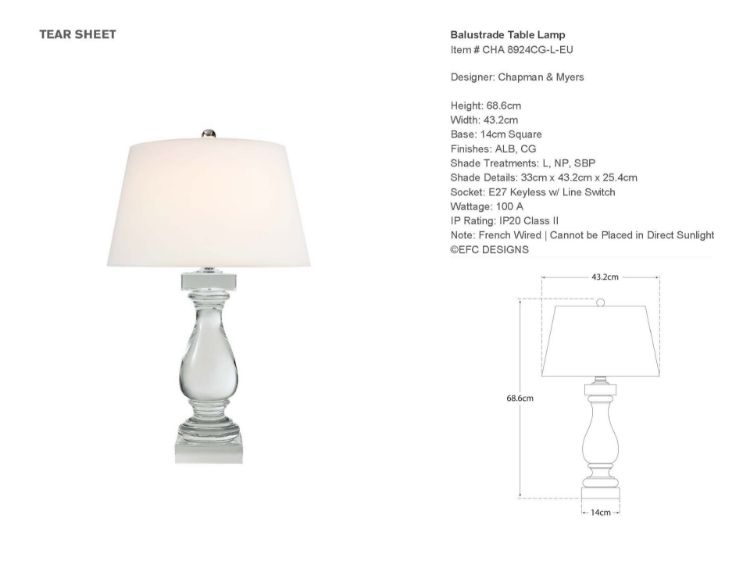 Picture of Balustrade Table Lamp in Crystal with Linen Shade