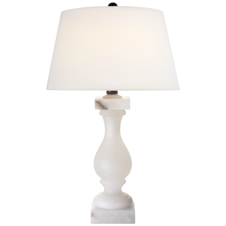 Picture of Balustrade Table Lamp in Alabaster with Linen Shade
