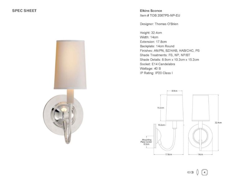 Picture of Elkins Sconce in Polished Silver with Linen Shade