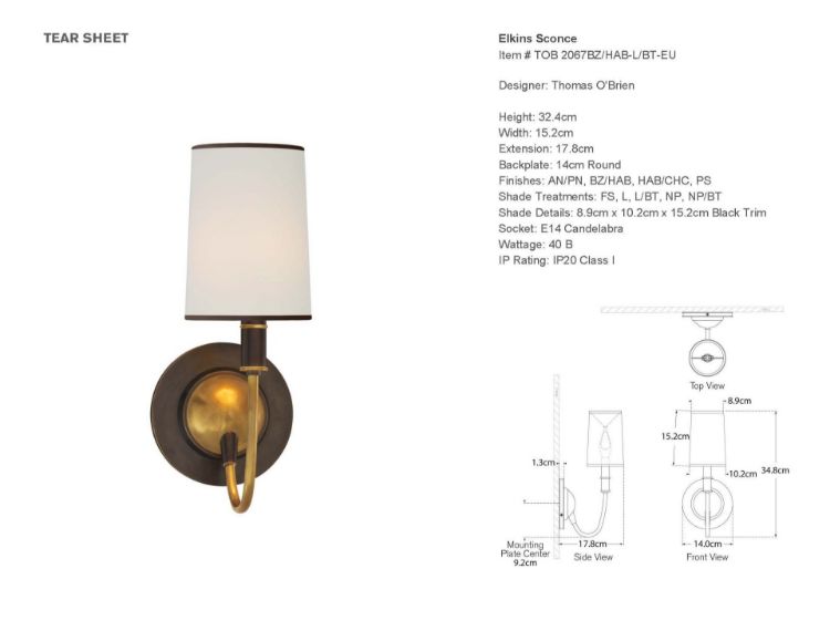 Picture of Elkins Sconce in Bronze and Hand-Rubbed Antique Brass with Linen Shade with Black Trim