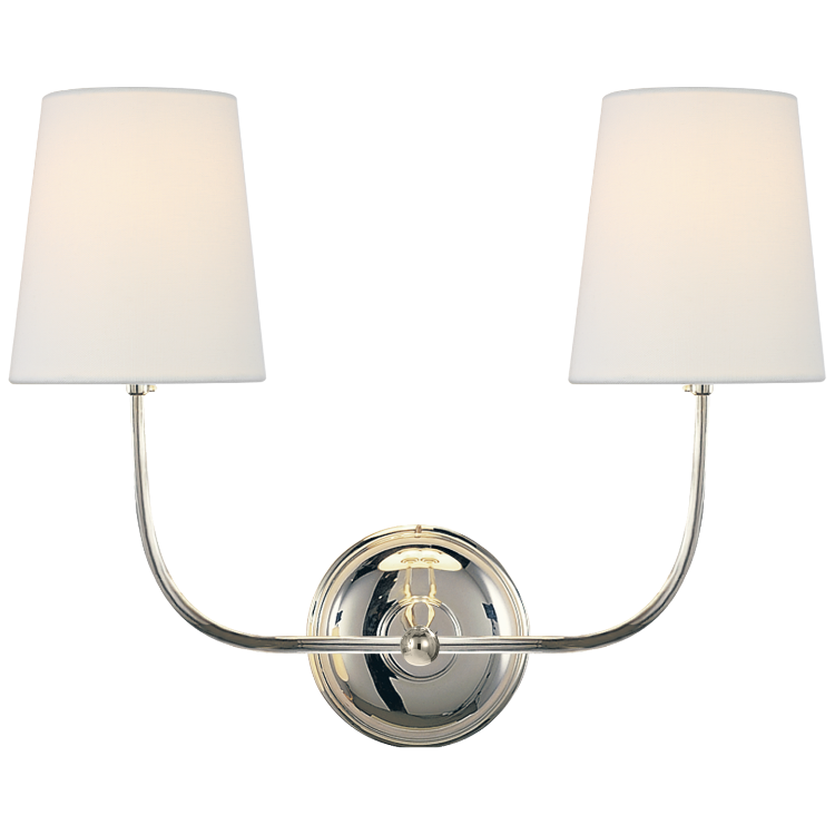 Picture of Vendome Double Sconce in Polished Nickel with Linen Shades