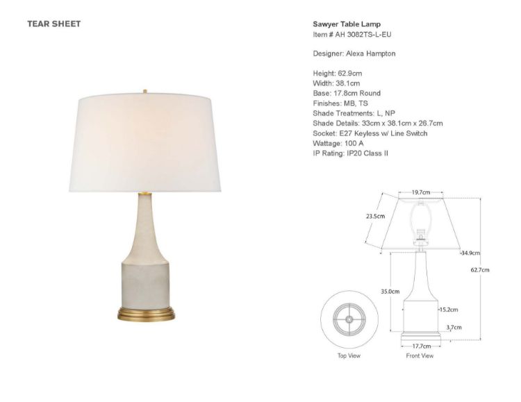 Picture of Sawyer Table Lamp in Tea Stain Porcelain with Linen Shade