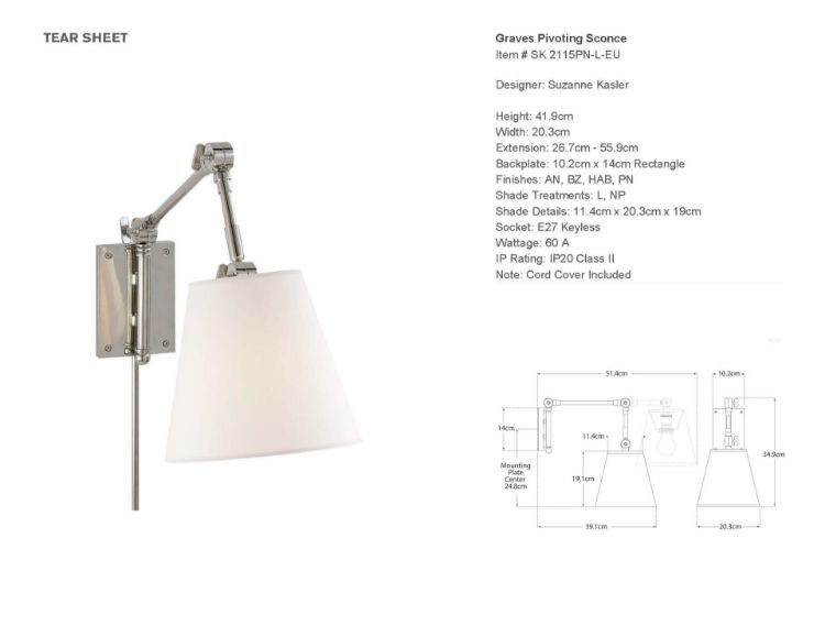 Picture of Graves Pivoting Sconce in Polished Nickel with Linen Shade