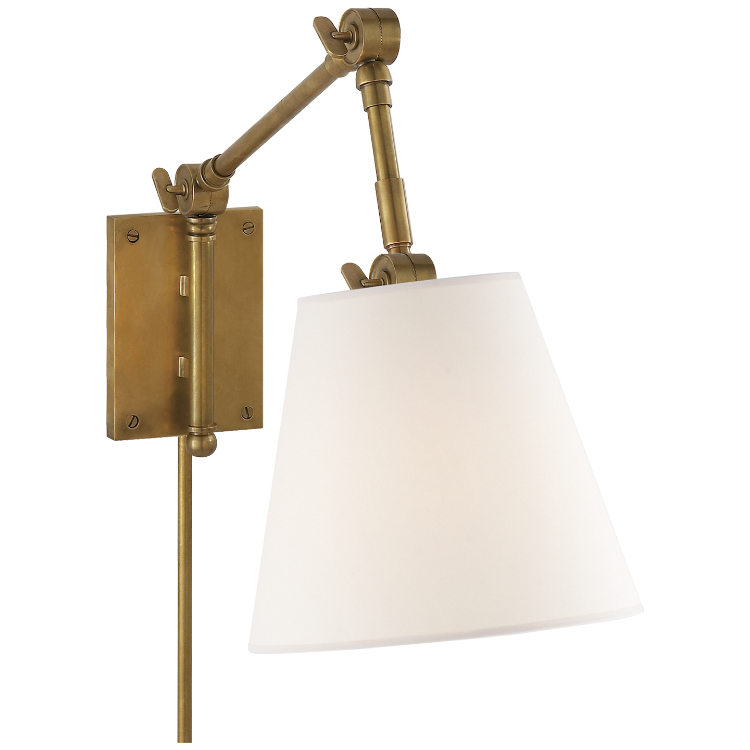 Picture of Graves Pivoting Sconce in Hand-Rubbed Antique Brass with Linen Shade