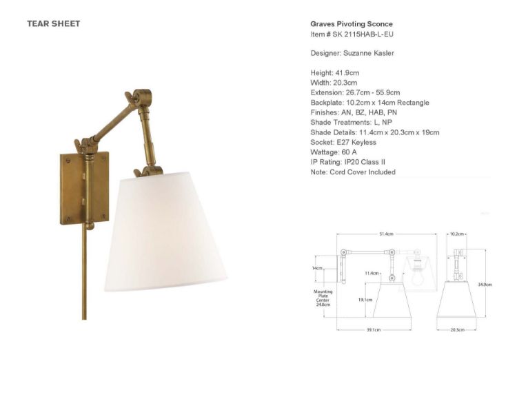 Picture of Graves Pivoting Sconce in Hand-Rubbed Antique Brass with Linen Shade