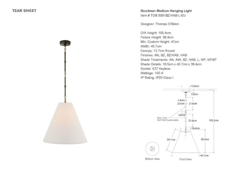 Picture of Goodman Medium Hanging Light in Bronze and Hand-Rubbed Antique Brass with Linen Shade