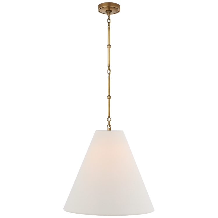 Picture of Goodman Medium Hanging Light in Hand-Rubbed Antique Brass with Linen Shade