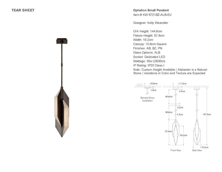 Picture of Ophelion Small Pendant in Bronze with Alabaster