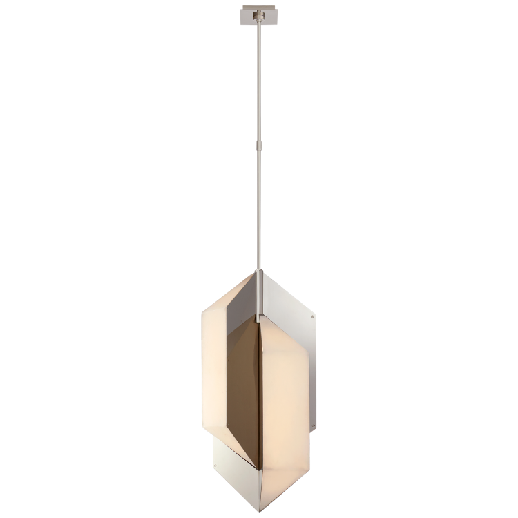 Picture of Ophelion Medium Pendant in Polished Nickel with Alabaster