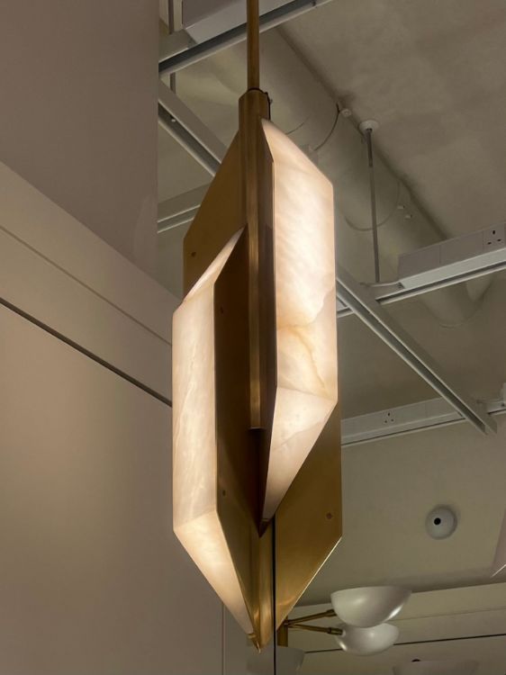 Picture of Ophelion Medium Pendant in Antique-Burnished Brass with Alabaster