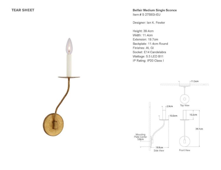 Picture of Belfair Medium Single Sconce in Gilded Iron