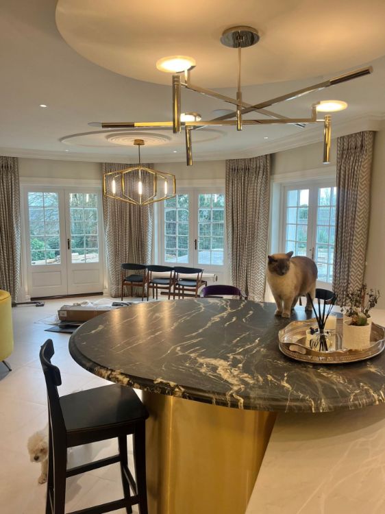 Picture of Melange Large Floating Disc Chandelier in Polished Nickel with Alabaster