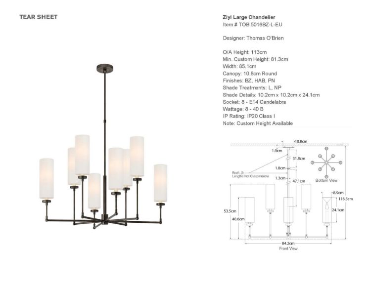 Picture of Ziyi Large Chandelier in Bronze with Linen Shades