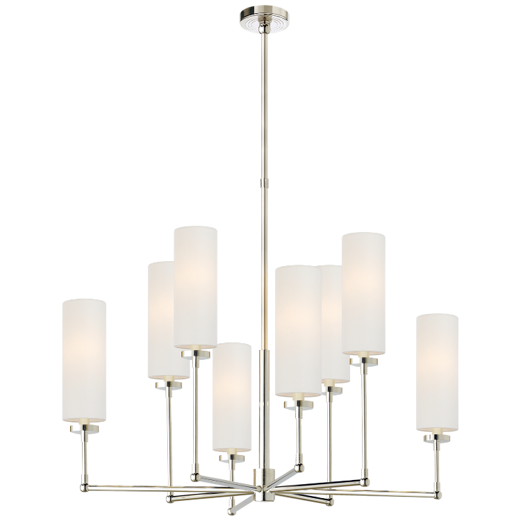 Picture of Ziyi Large Chandelier in Polished Nickel with Linen Shades