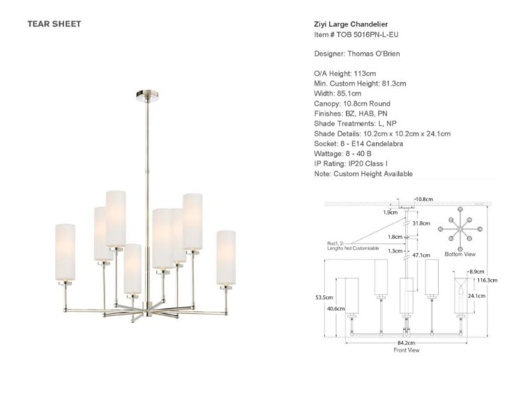 Picture of Ziyi Large Chandelier in Polished Nickel with Linen Shades