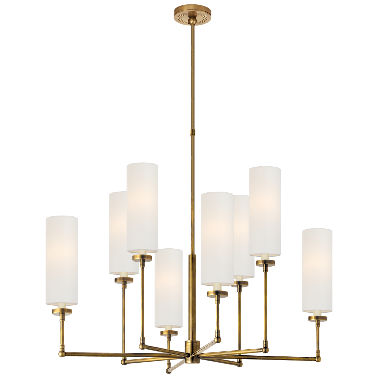 Picture of Ziyi Large Chandelier in Hand-Rubbed Antique Brass with Linen Shades