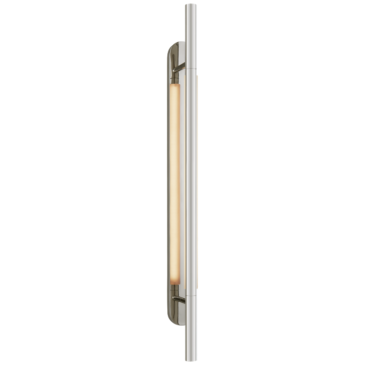 Picture of Rousseau Large Bracketed Sconce in Polished Nickel with Etched Crystal
