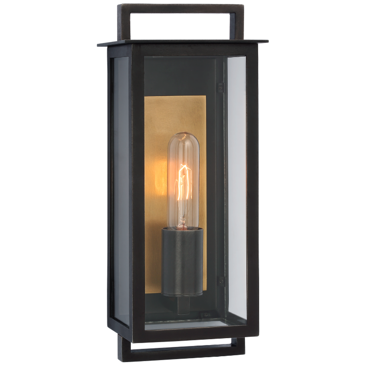 Picture of Halle Small Narrow Wall Lantern in Aged Iron with Clear Glass