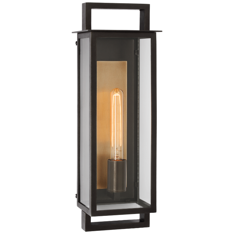 Picture of Halle Medium Narrow Wall Lantern in Aged Iron with Clear Glass