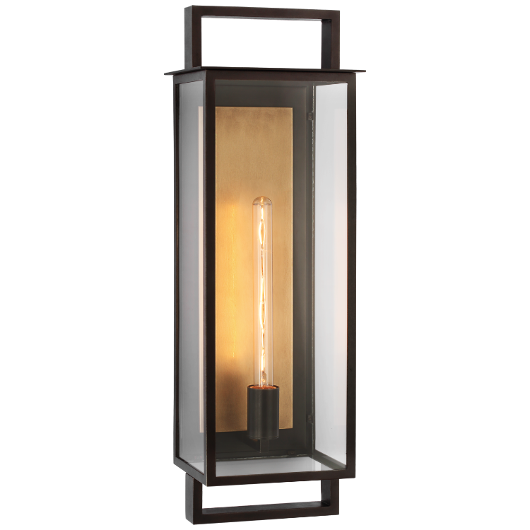 Picture of Halle Large Narrow Wall Lantern in Aged Iron with Clear Glass