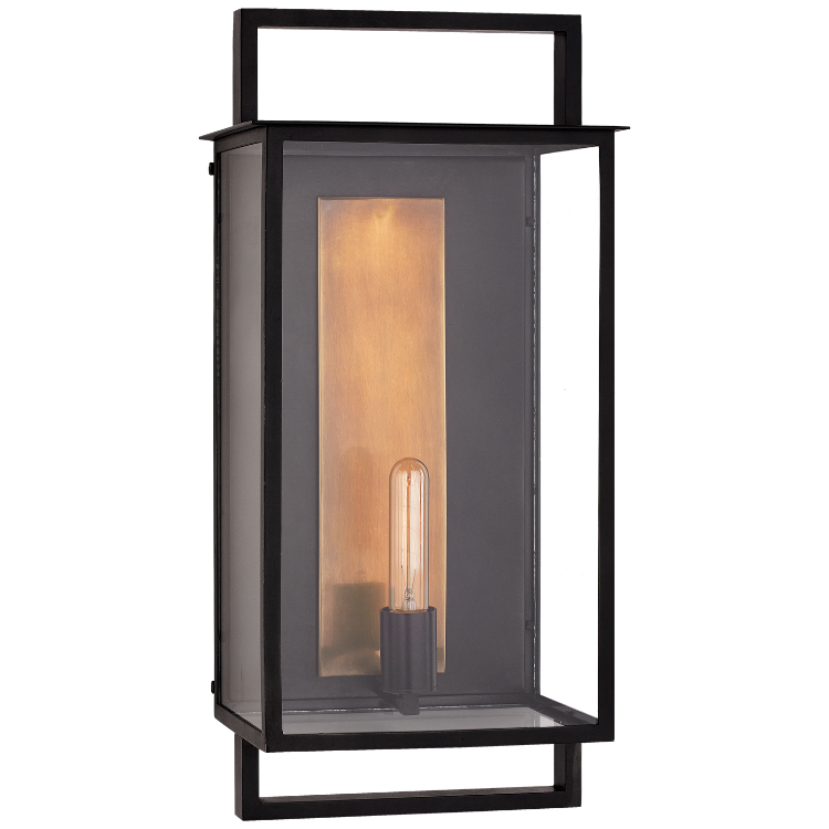 Picture of Halle Large Wall Lantern in Aged Iron and Clear Glass