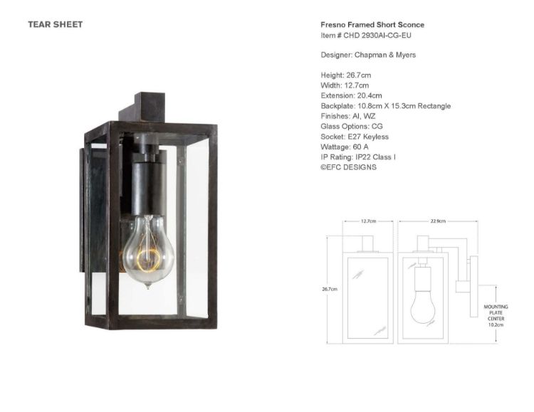Picture of Fresno Framed Short Sconce in Aged Iron with Clear Glass