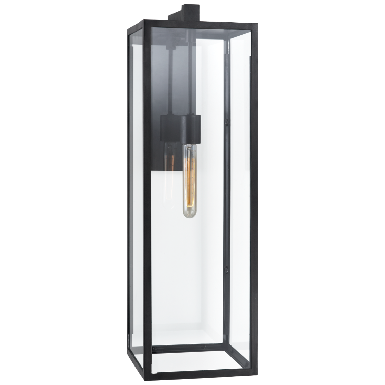 Picture of Fresno Long Wall Sconce in Aged Iron with Clear Glass