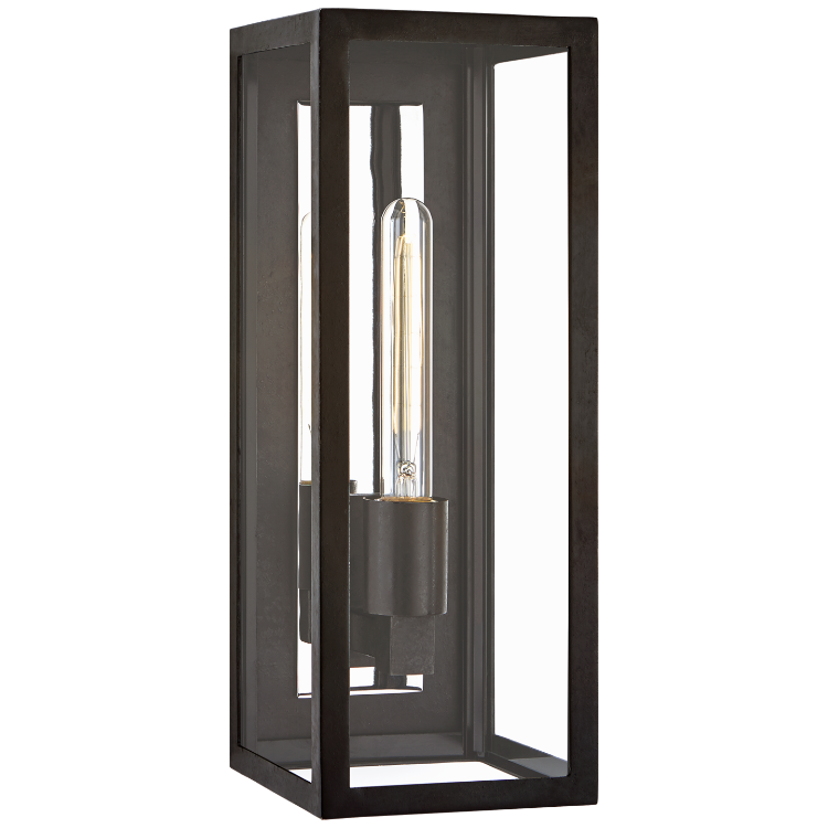 Picture of Fresno Medium 3/4 Wall Lantern in Aged Iron with Clear Glass