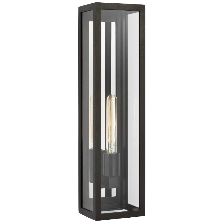 Picture of Fresno Large Tall 3/4 Wall Lantern in Aged Iron with Clear Glass