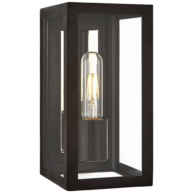 Picture of Fresno Small 3/4 Wall Lantern in Aged Iron with Clear Glass