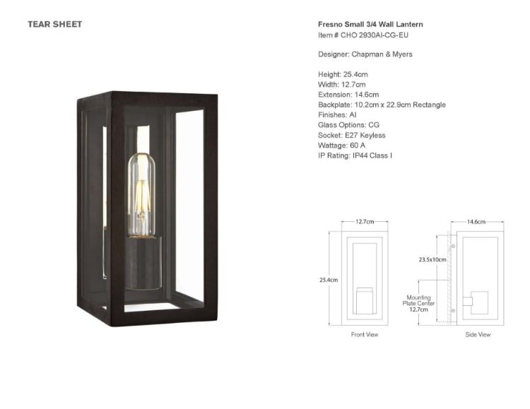 Picture of Fresno Small 3/4 Wall Lantern in Aged Iron with Clear Glass