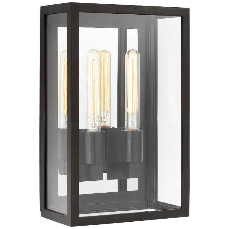 Picture of Fresno Medium 2-Light 3/4 Wall Lantern in Aged Iron with Clear Glass
