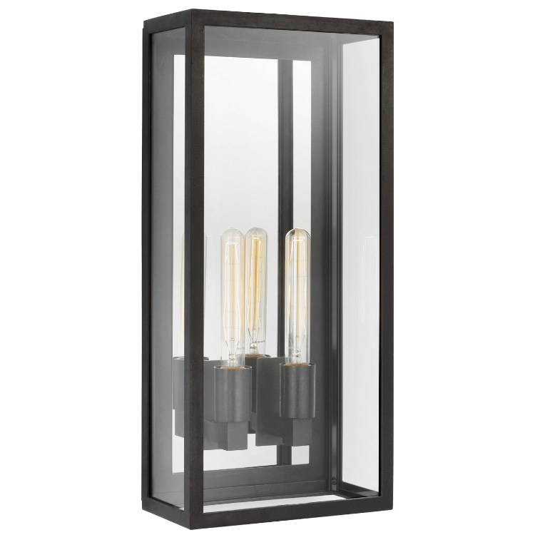 Picture of Fresno Large 2-Light 3/4 Wall Lantern in Aged Iron with Clear Glass