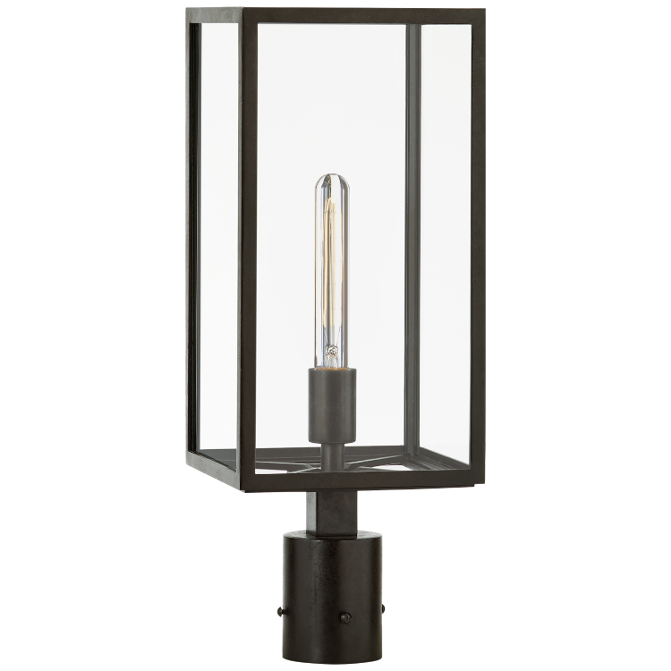 Picture of Fresno Post Light in Aged Iron with Clear Glass