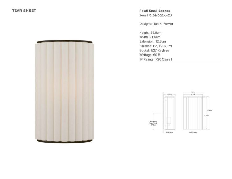 Picture of Palati Small Sconce in Bronze with Linen Shade